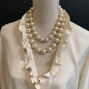 Elegant Faux Double Strand Pearl Necklace